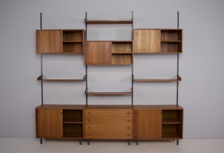 Modernist modular wall bookcase