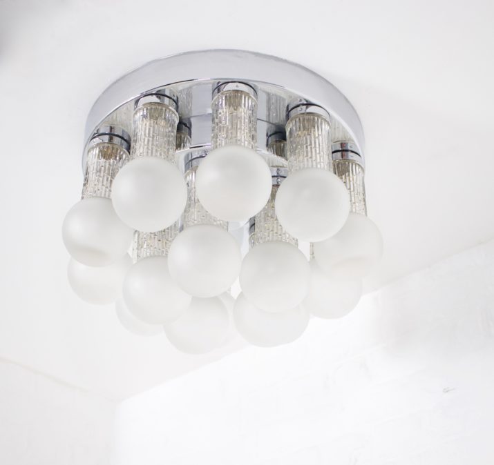 15-lichts chroom & opaline plafondlamp