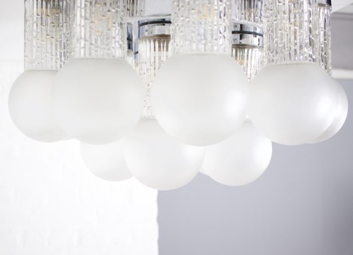 15-lichts chroom & opaline plafondlamp