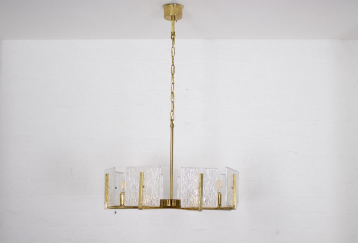 Brass Chandelier With Ice Glass Plates IMG Years