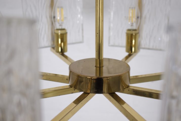 Brass Chandelier With Ice Glass Plates IMG Years