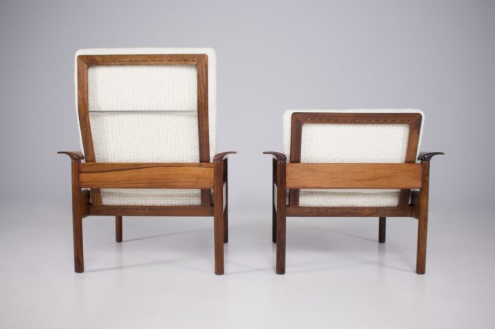 Pair of rosewood & curly chairs