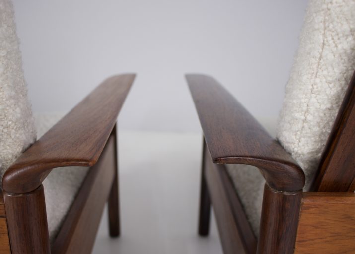 Pair of rosewood & curly chairs