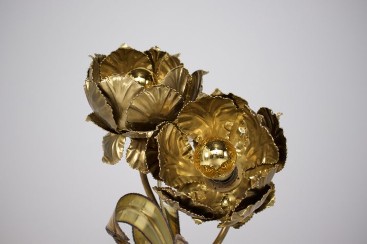 Brass flower lamp "Maison Jansen