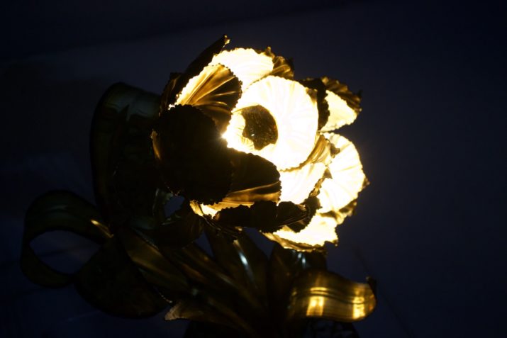Brass flower lamp "Maison Jansen