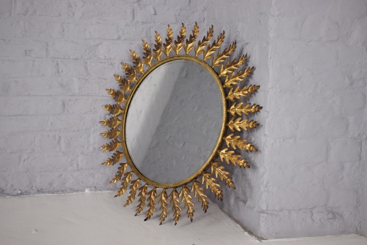 Miroir Soleil Tôle Dorée Style Gilbert PoileraitIMG