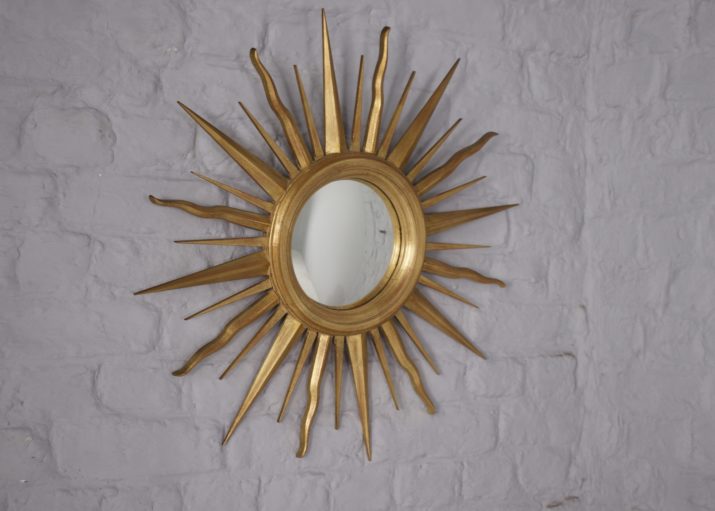 Sunshine mirror made of golden wood