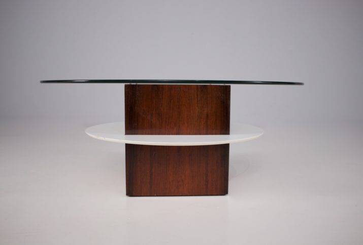 Rosewood & copper coffee table