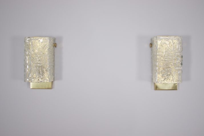 Paar kristal & messing wandlampen 1970's