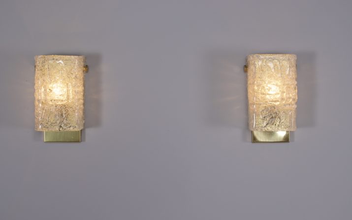 Paar kristal & messing wandlampen 1970's