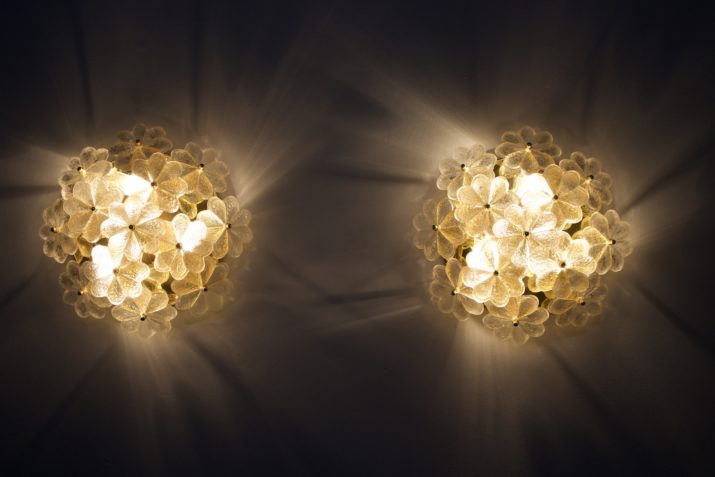 Floral wall lamps in brass Ernst Palme