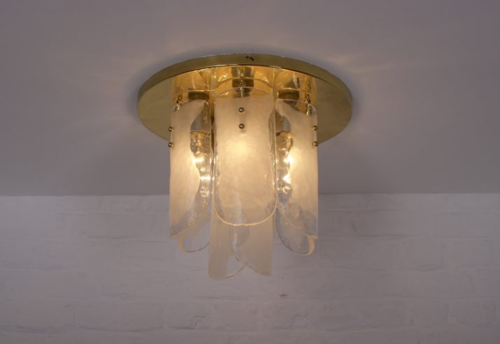 Brass and Murano glass ceiling lamp 1970's