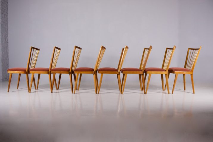 8 modernist chairs 1950's