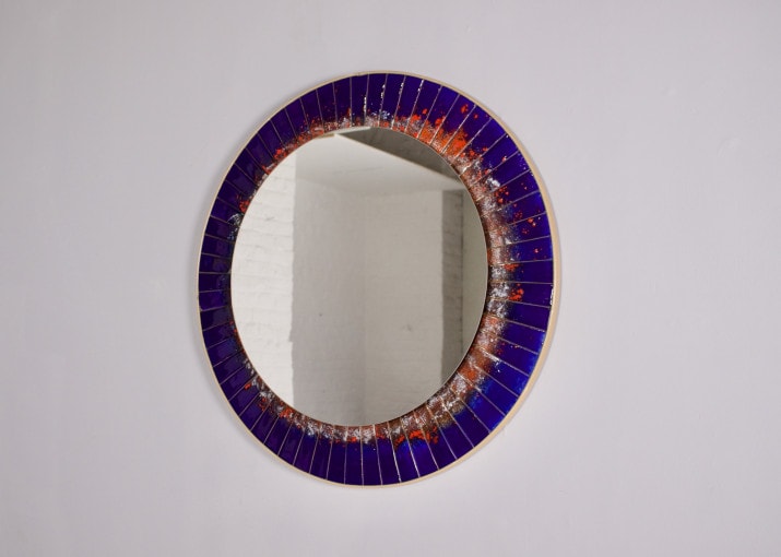 Miroir Rond Cuivre Emaille IMG