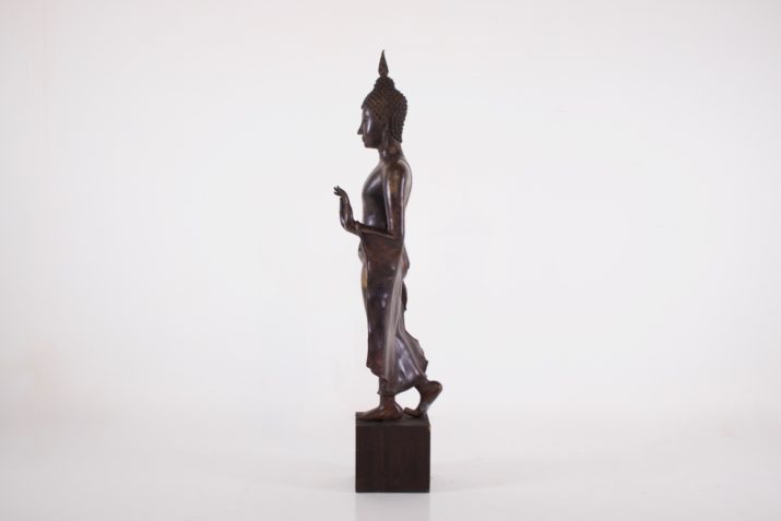 'Walking Buddha' Sukhothai en bronze