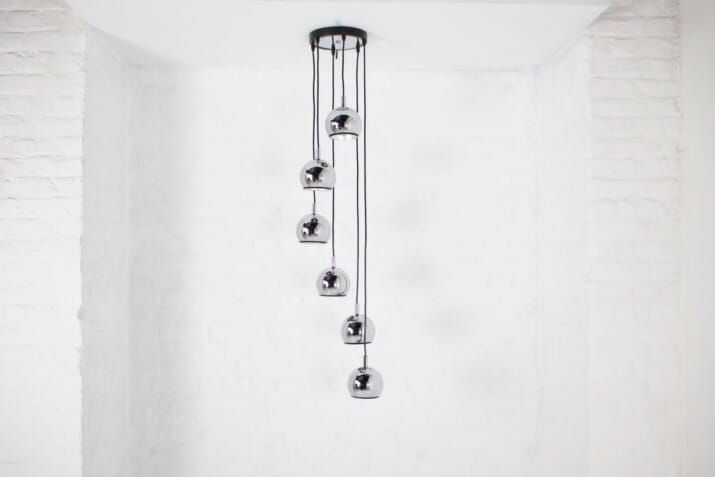 Space Age chrome waterfall chandelier.