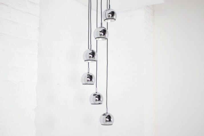 Space Age chrome waterfall chandelier.