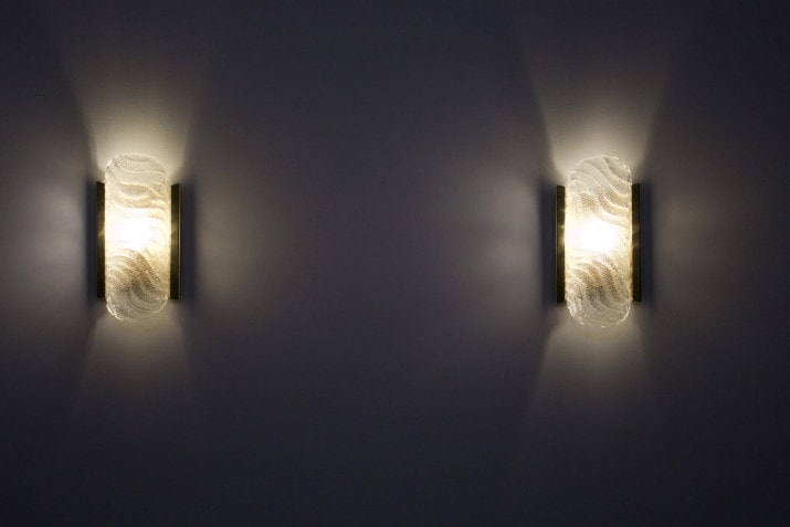 Paar wandlampen in de stijl van Barovier & Toso.
