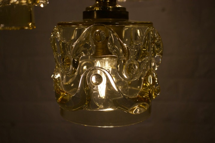 Cascade chandelier in honeyed glass .