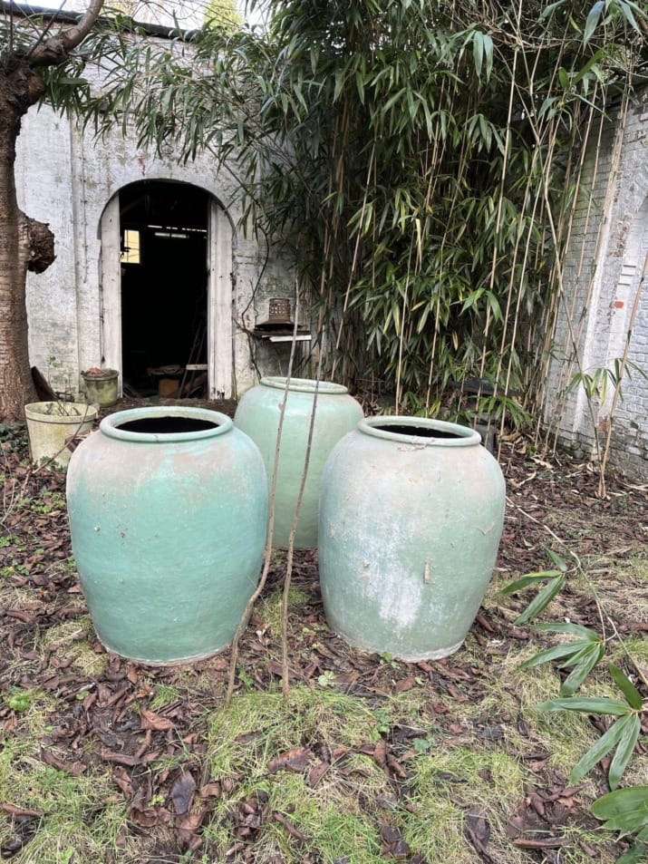 Large celadon stoneware jar
