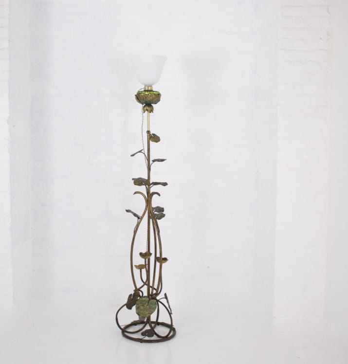 Art Nouveau vloerlamp met waterlelies