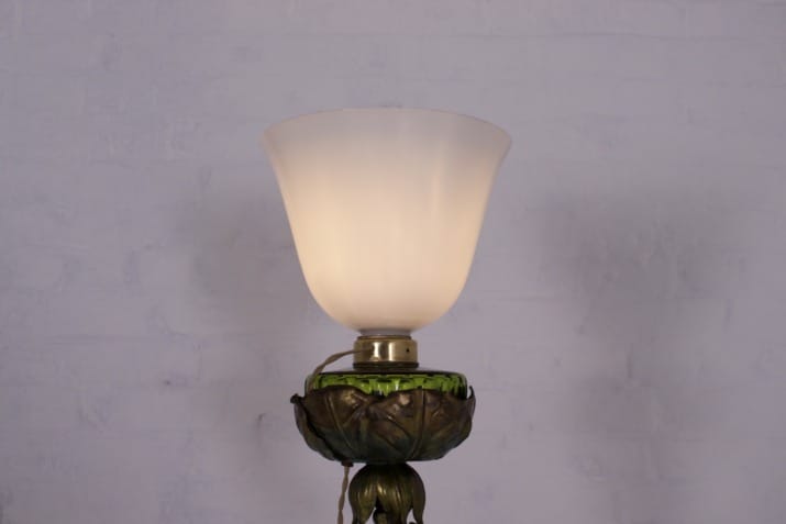 Art Nouveau vloerlamp met waterlelies