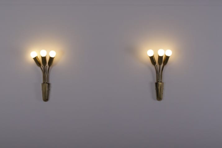 Brass wall lamps italia 1950's.