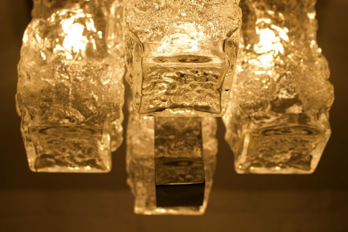 Plafonnier brutaliste "Ice glass".
