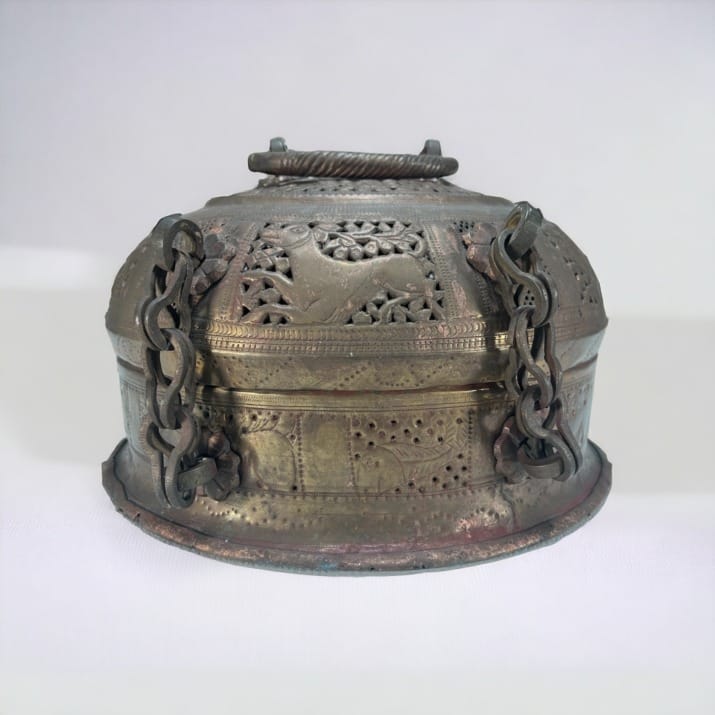 Antique "Jali Paan dan" betel box, India.