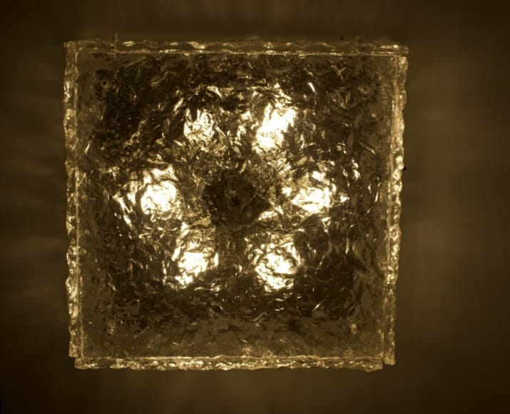 Brutalist "Ice Glass" ceiling light
