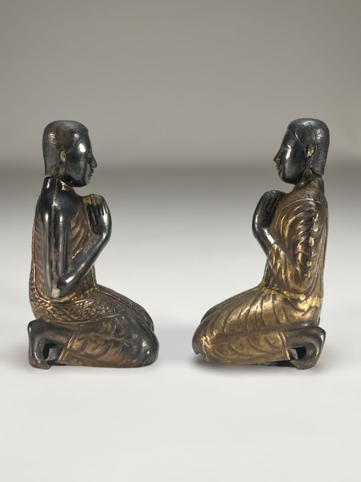 Pair of silver worshipers, Siam.