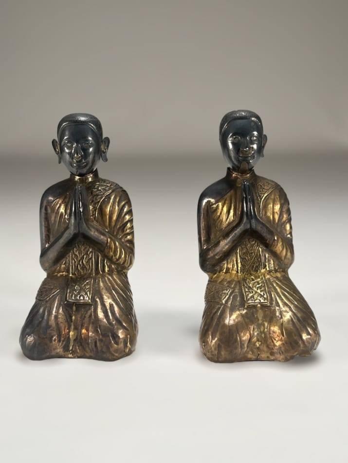 Pair of silver worshipers, Siam.